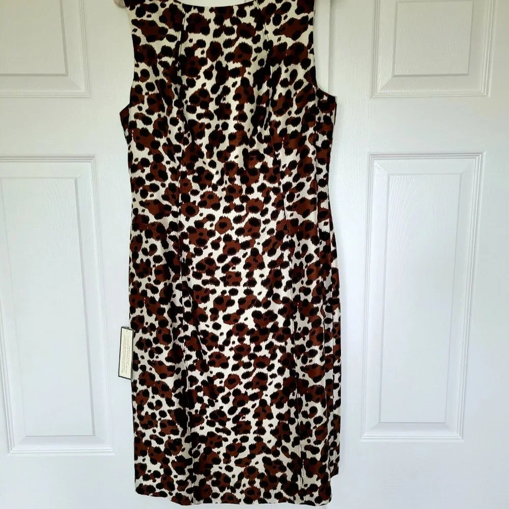 Ann Taylor Business Casual Women's Dress ~ Size 10 ~ Brown, Tan & Animal Print - Picture 2 of 8